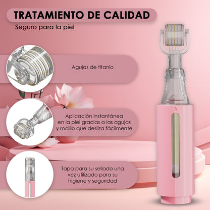 Derma roller con serbatoio per siero, rosa 0,25 mm