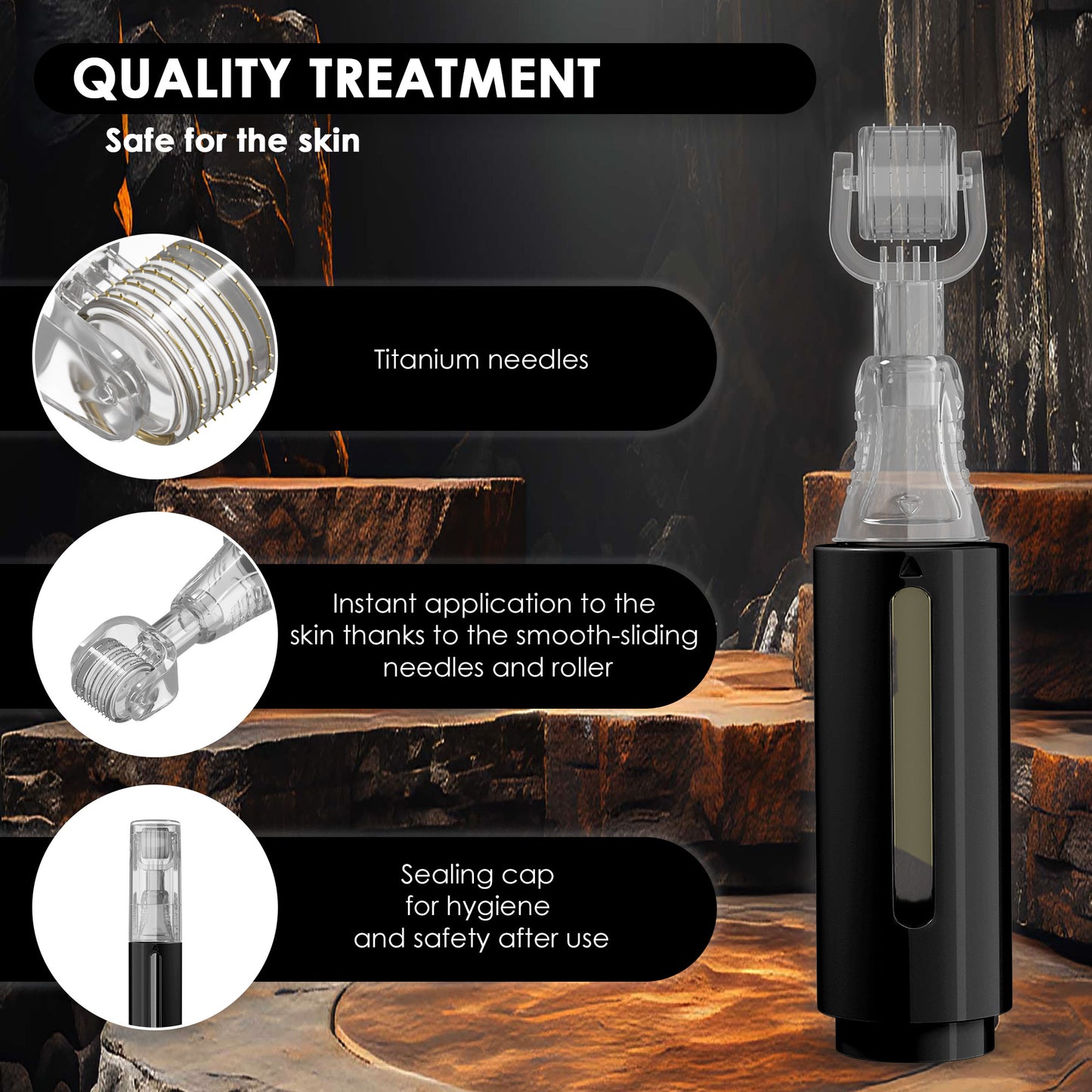 Derma roller con serbatoio, nero | Haminos®️