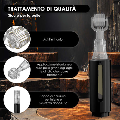 Derma roller con serbatoio per siero, nero 0,25 mm