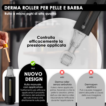 Derma roller con serbatoio per siero, nero 0,50 mm