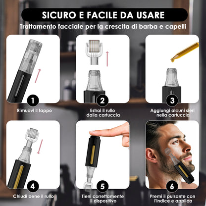 Derma roller con serbatoio per siero, nero 0,50 mm