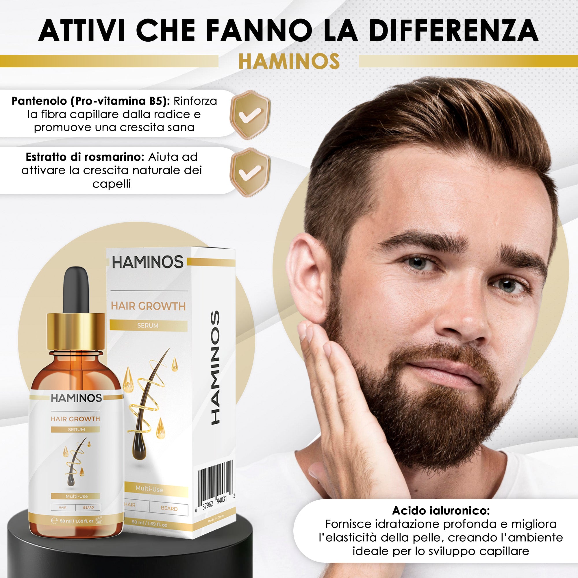 Trattamento per la Crescita dei Capelli e della Barba | HAMINOS®